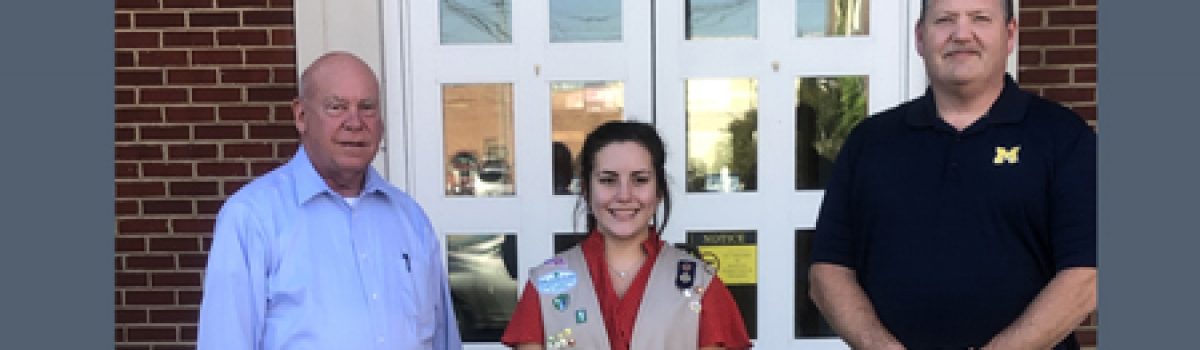 Girl Scout Necklaus’ flag retirement box now stationed at City Hall